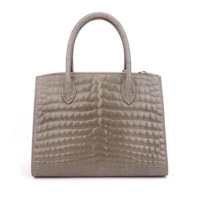 Beaded High Shiny Crocodile Skin Leather Cross Body Top Handle Bags