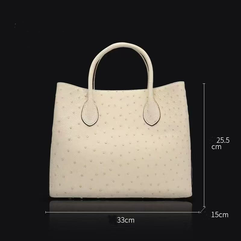 Women's Genuine Ostrich Leather Top Handle Satchel Handbag Shoulder Bag Tote Purse Messenger Bags 33cm