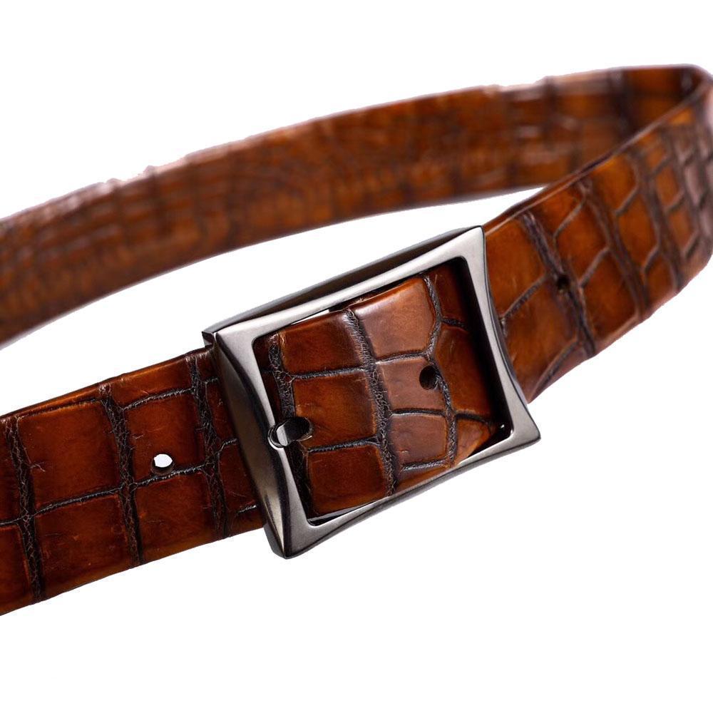 Belt Men's Vintage Genuine Crocodile Leather Double Side With Stainless Steel Buckle