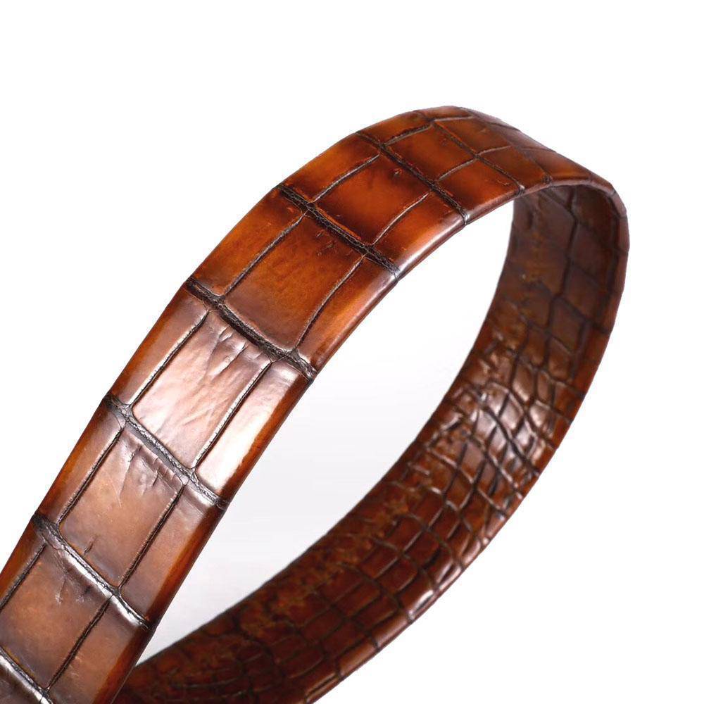 Belt Men's Vintage Genuine Crocodile Leather Double Side With Stainless Steel Buckle