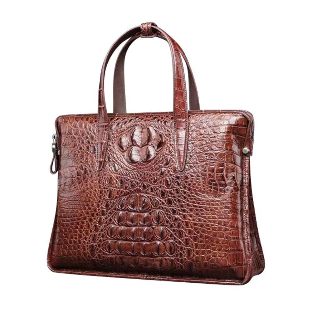 Classic Genuine Crocodile Briefcase, Laptop Bag, Men's Book Bag
