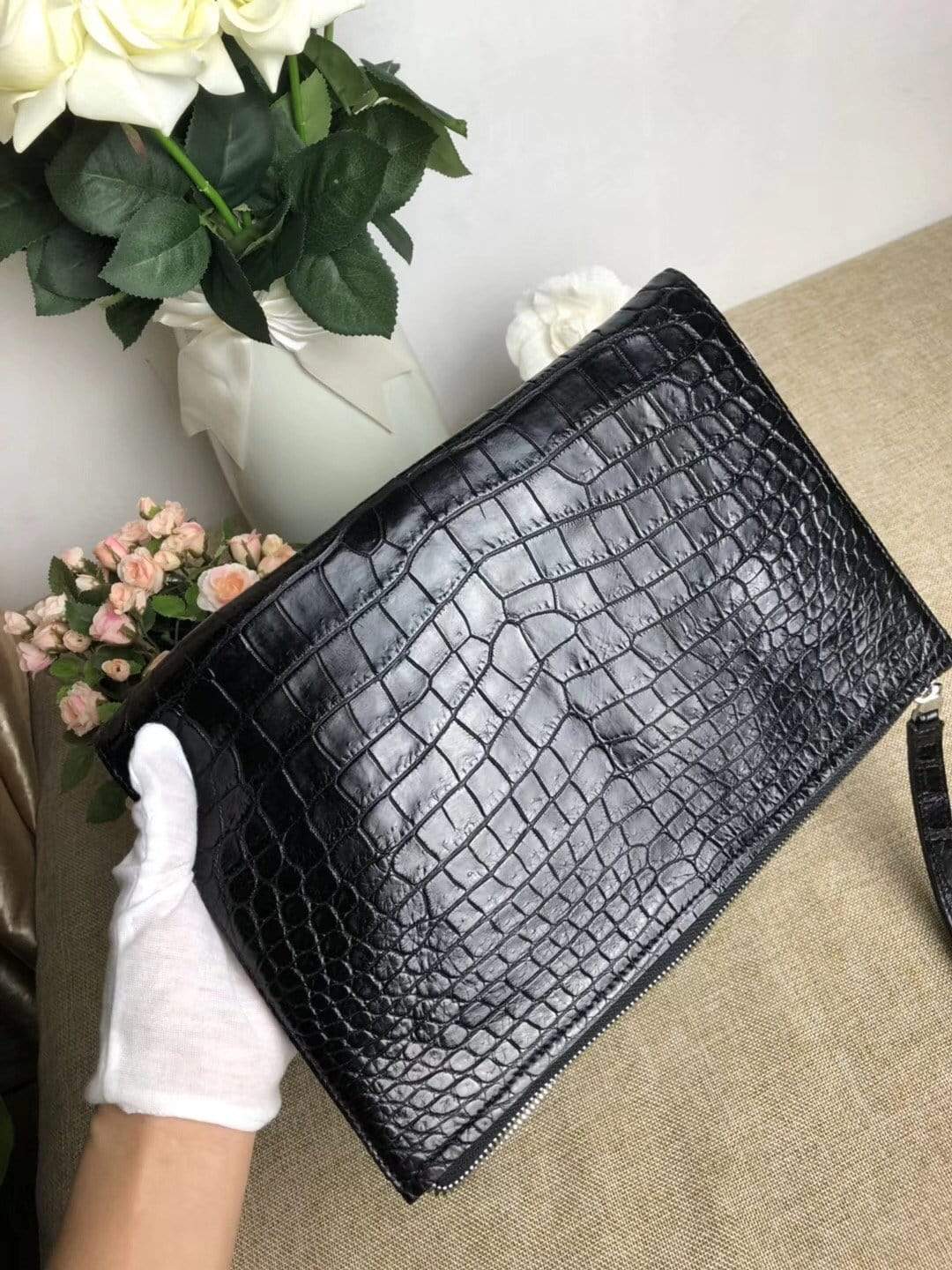 Crocodile Belly Leather Large Ipad Case,Clutch Bag