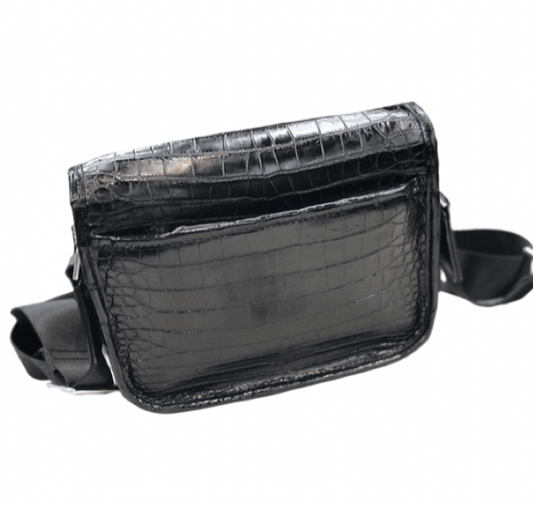 Crocodile Leather Postman Bag, Mens  Messenger Business  Shoulder Bag Small