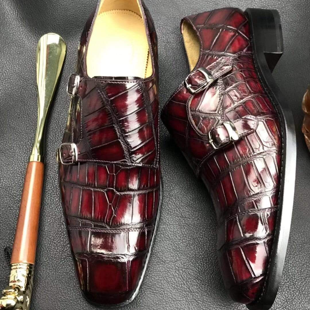Crocodile Shoes Crocodile  Double Monk Shoes
