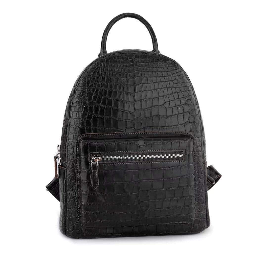 Crocodile Leather Backpack Black For Women
