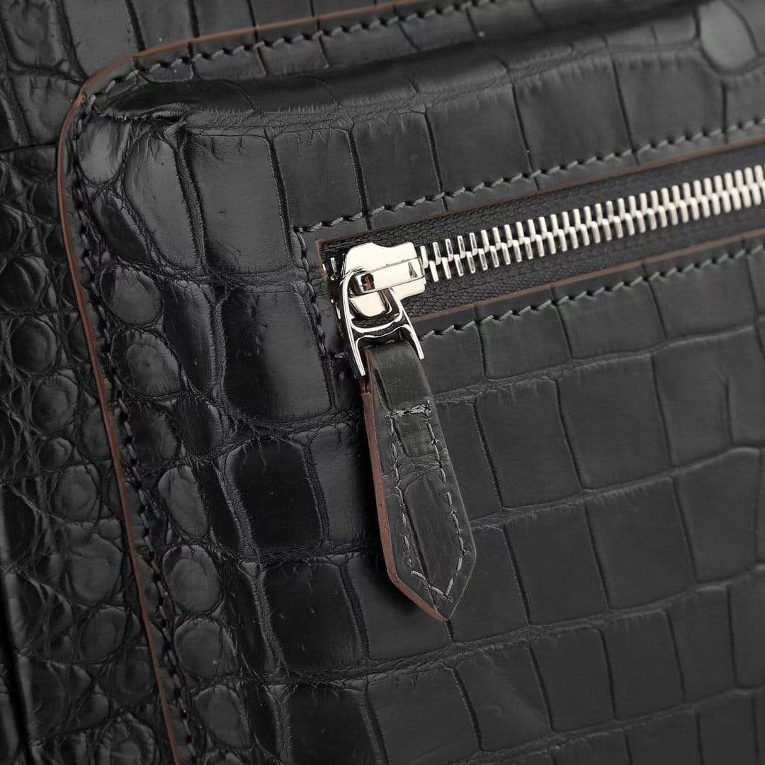 Crocodile Leather Backpack Black For Women
