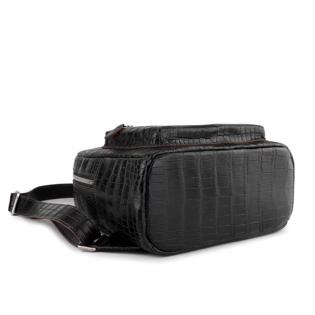 Crocodile Leather Backpack Black For Women