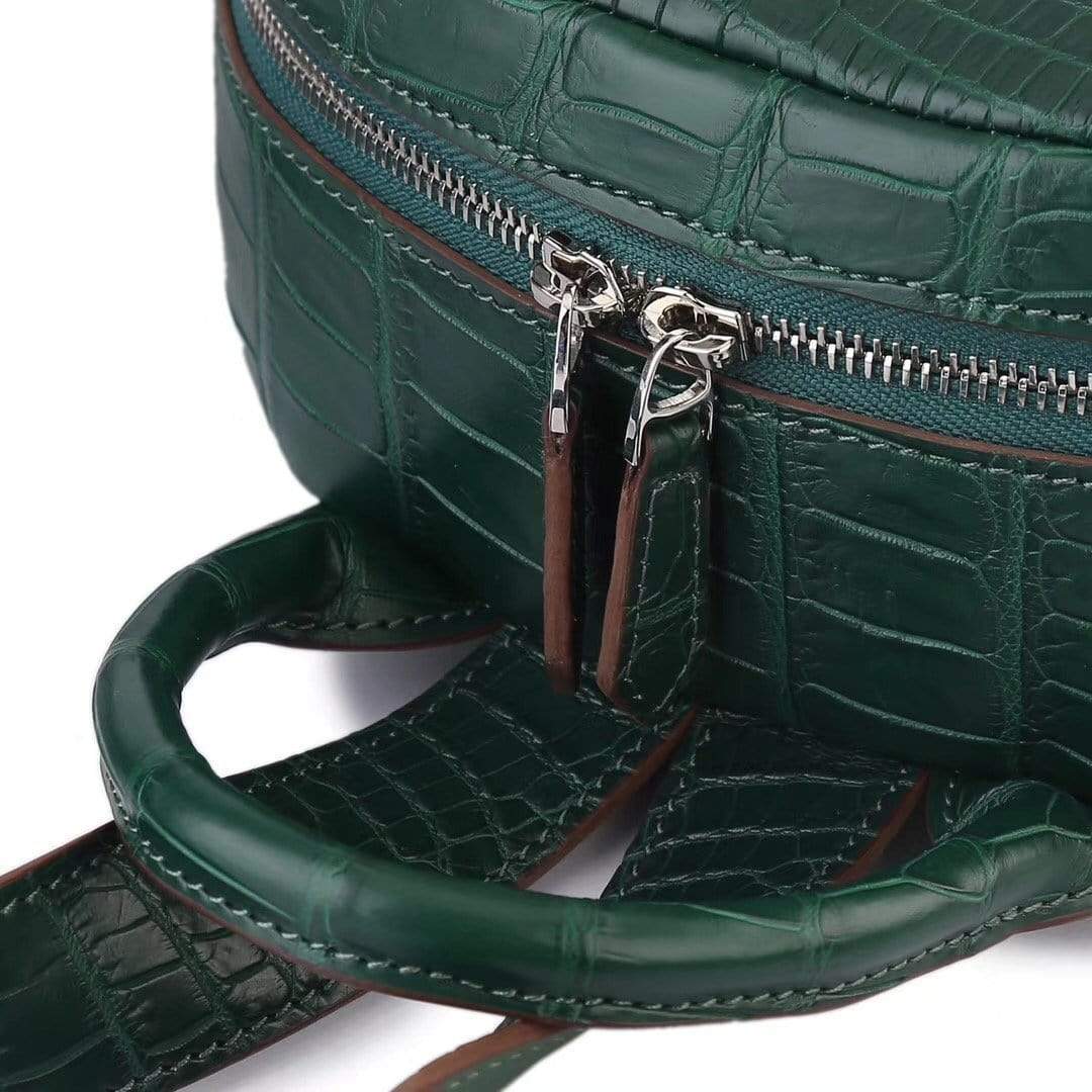 Crocodile Leather Backpack Dark Green For Women