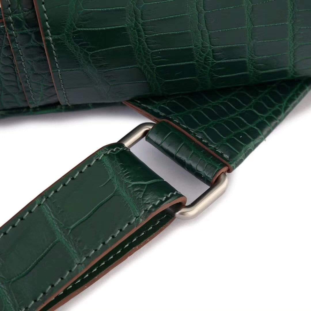 Crocodile Leather Backpack Dark Green For Women