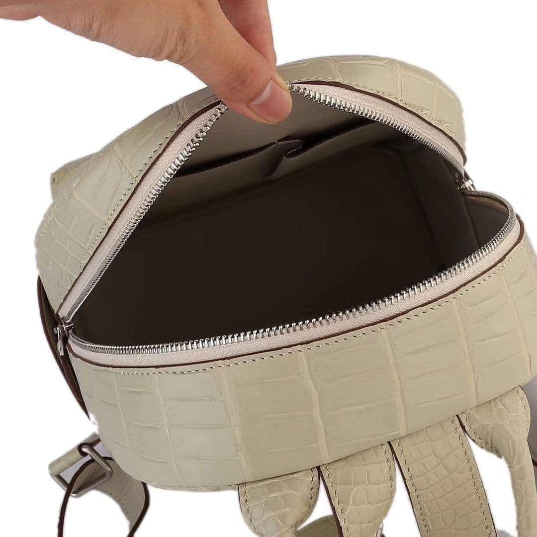 Crocodile Leather Backpack Cream For Women