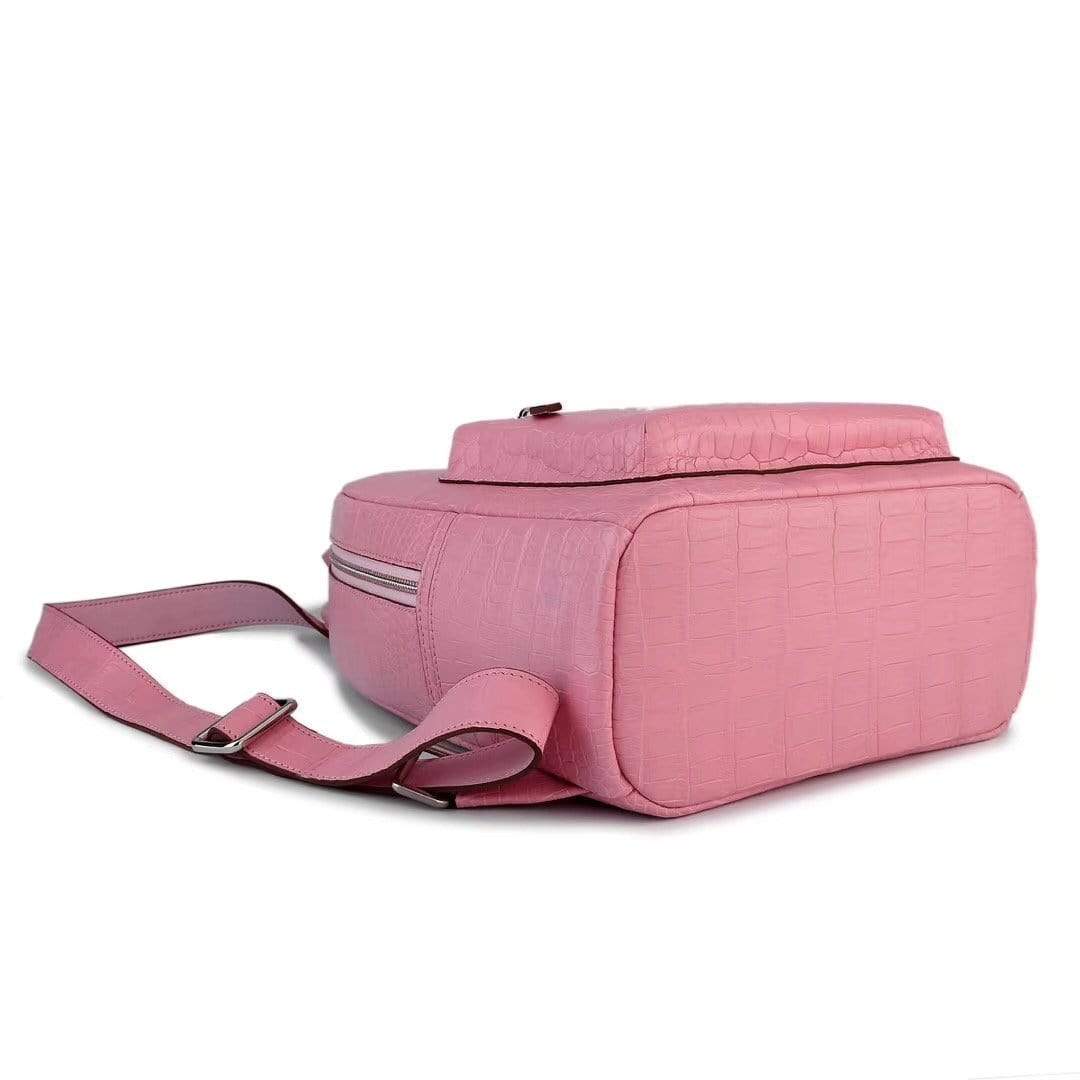 Crocodile Leather Backpack Pink For Women