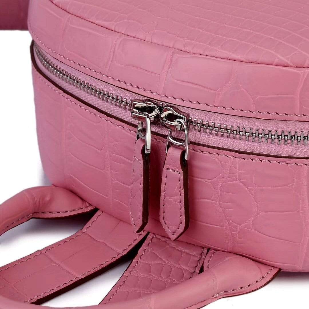 Crocodile Leather Backpack Pink For Women