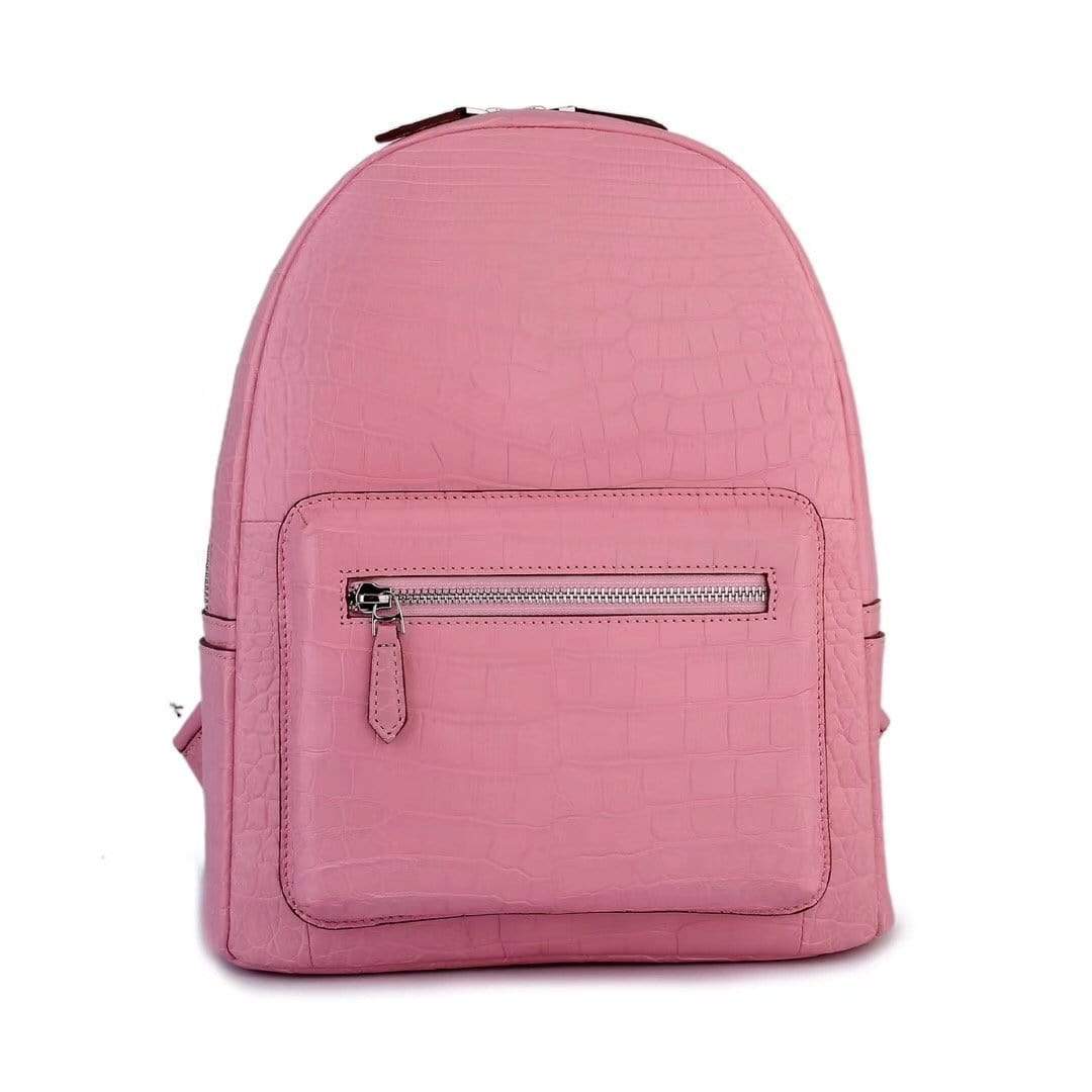 Crocodile Leather Backpack Pink For Women