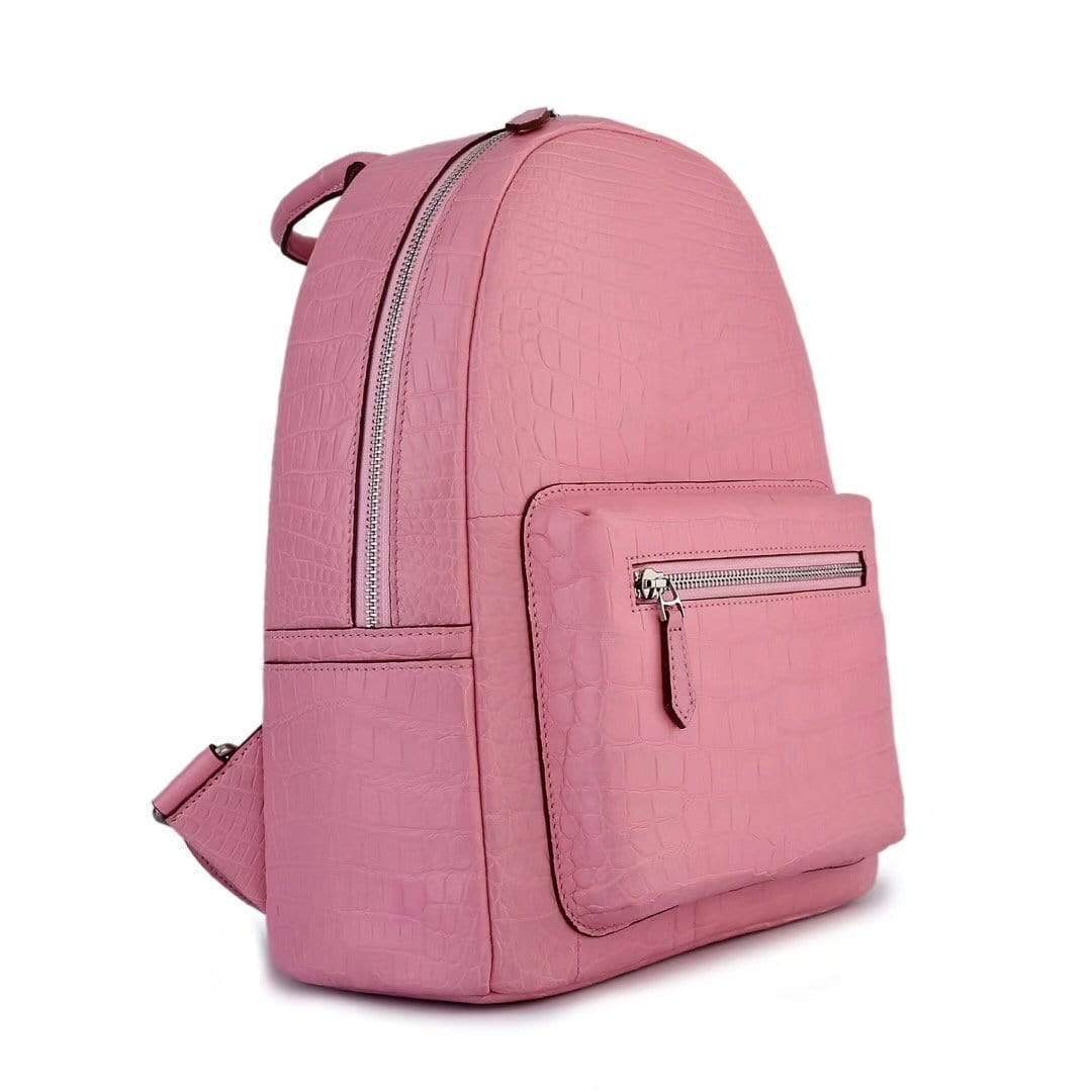 Crocodile Leather Backpack Pink For Women