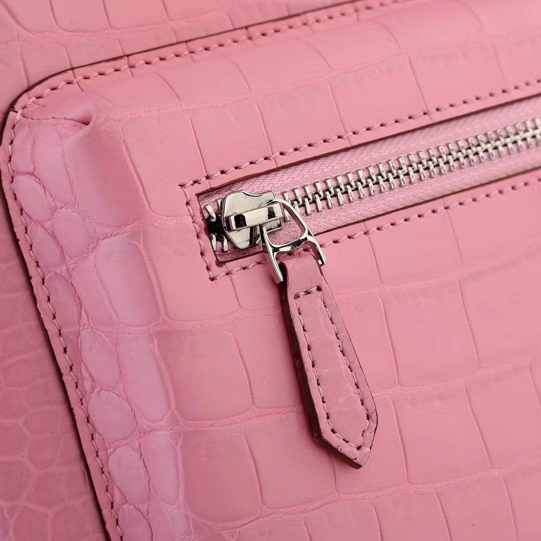 Crocodile Leather Backpack Pink For Women