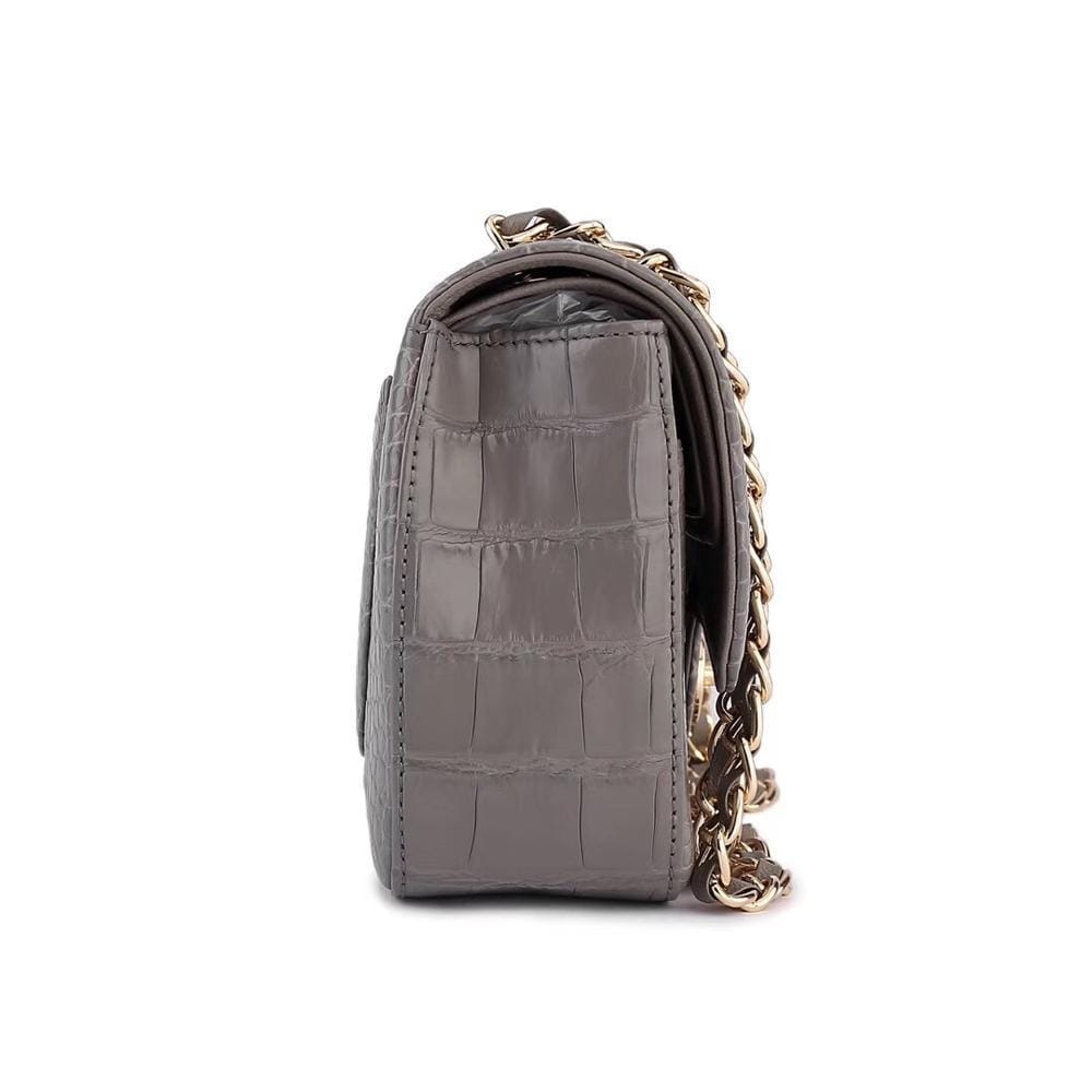 Crocodile Leather Classic Flap Chain Shoulder Bags For Women Grey