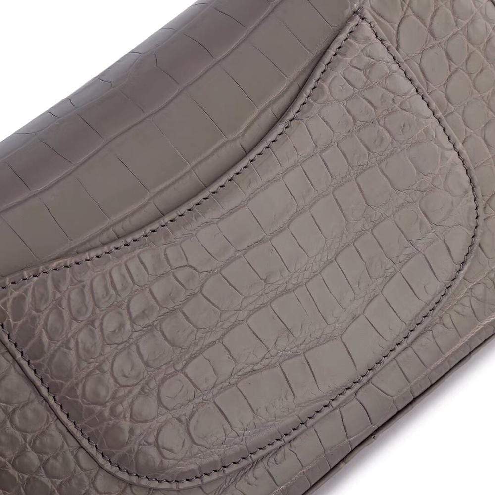 Crocodile Leather Classic Flap Chain Shoulder Bags For Women Grey
