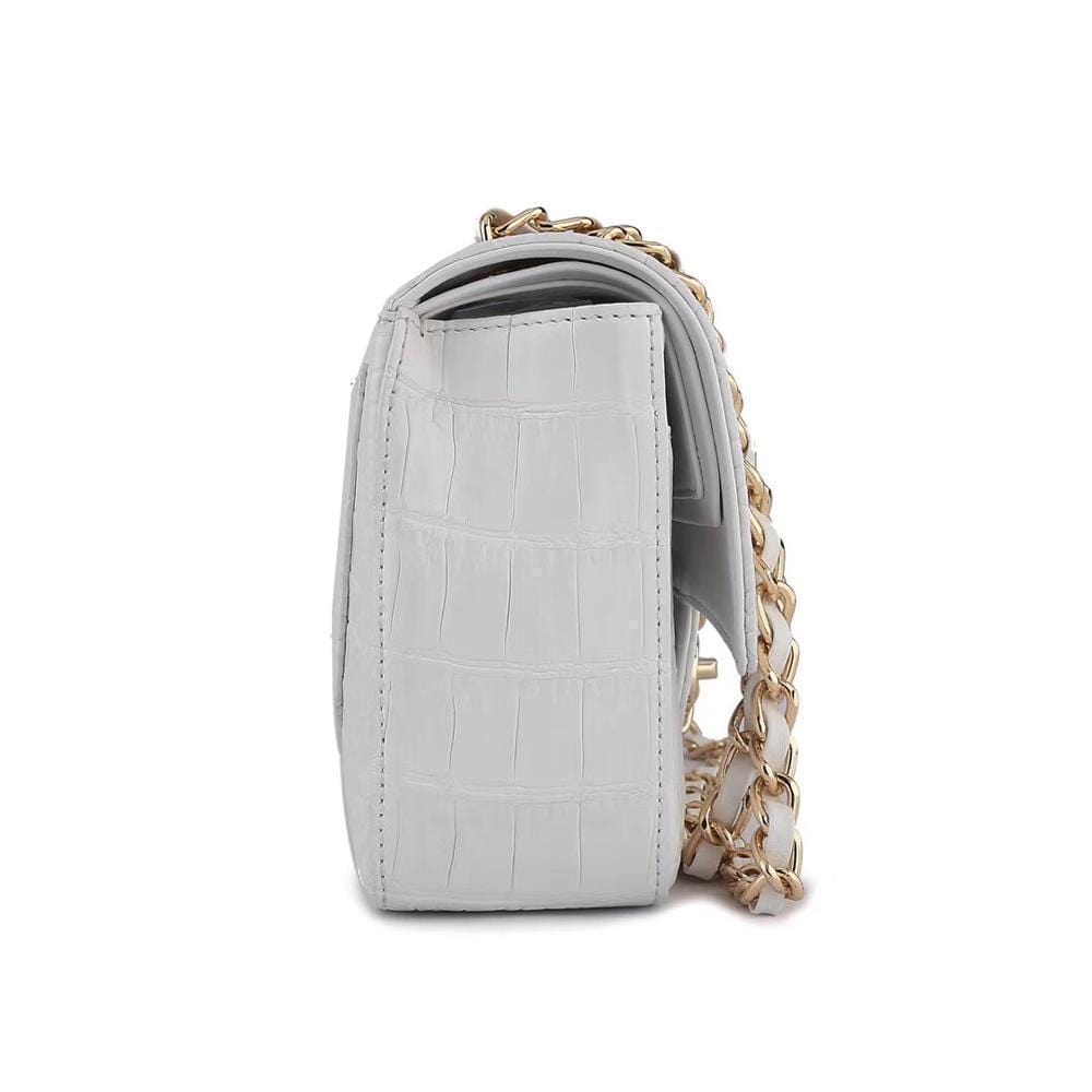 Crocodile Leather Classic Flap Chain Shoulder Bags For Women White