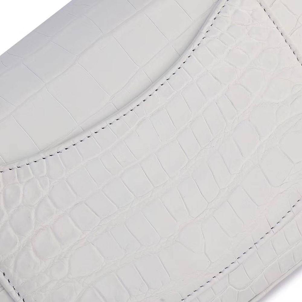 Crocodile Leather Classic Flap Chain Shoulder Bags For Women White