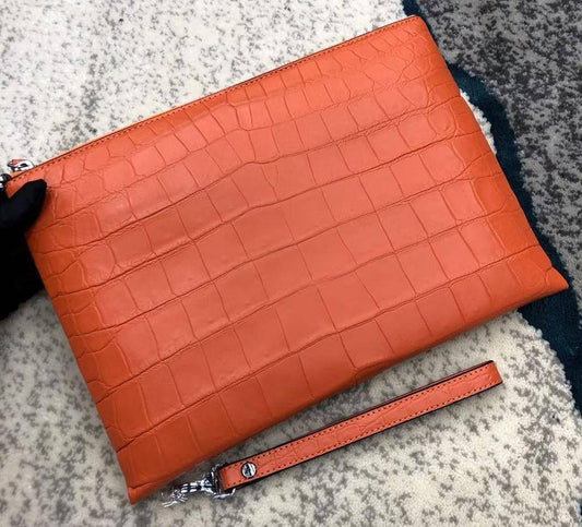 Crocodile Leather Envelop Clutch Bag