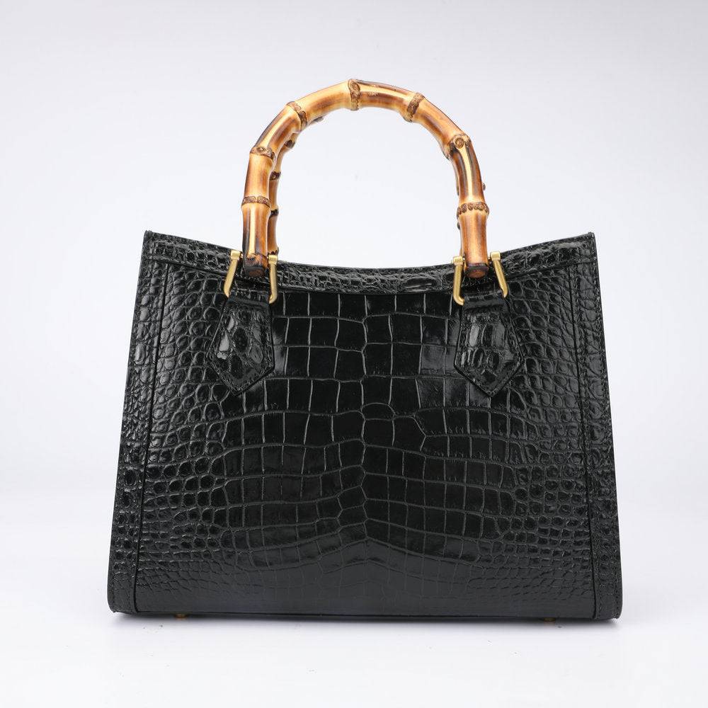 Crocodile Leather Micro Top Handle Cross Body Bag