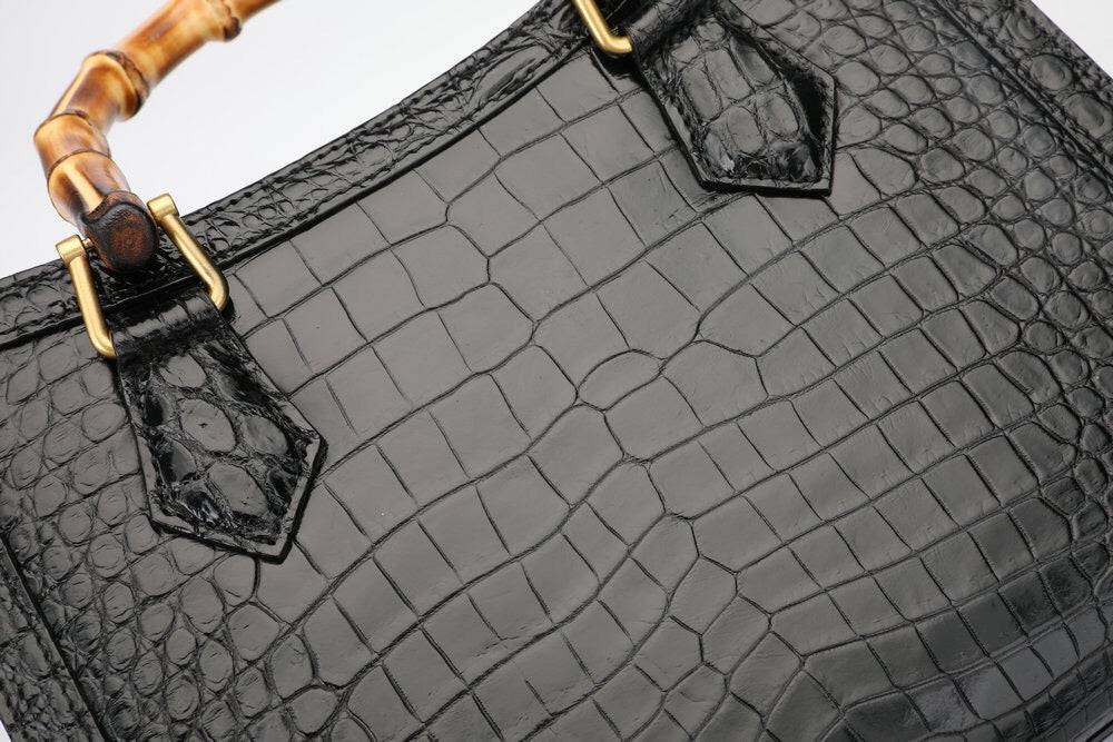 Crocodile Leather Micro Top Handle Cross Body Bag