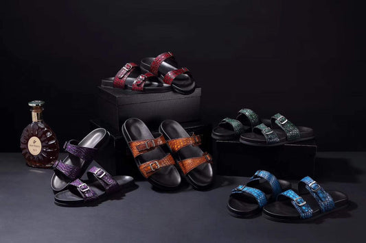 Crocodile Shoes Crocodile Leather Sandals Vintage  Dark Green