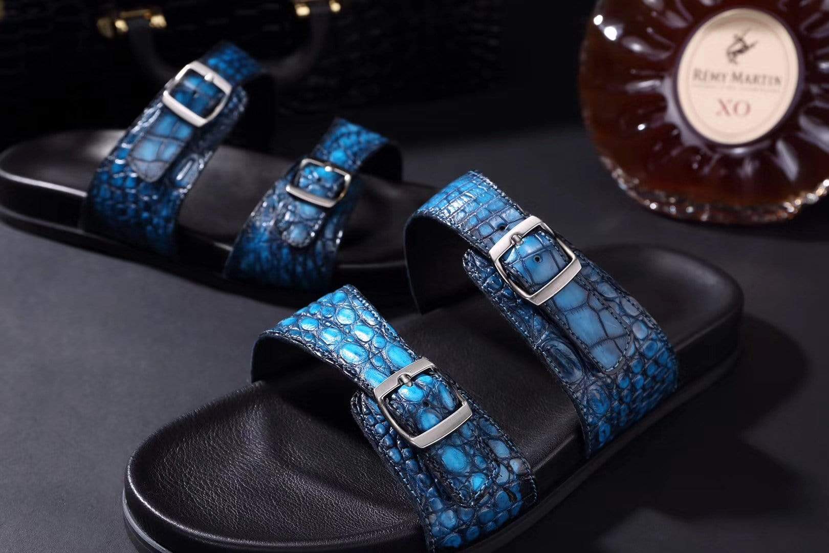 Crocodile Shoes Crocodile Leather Sandals Vintage Sky Blue