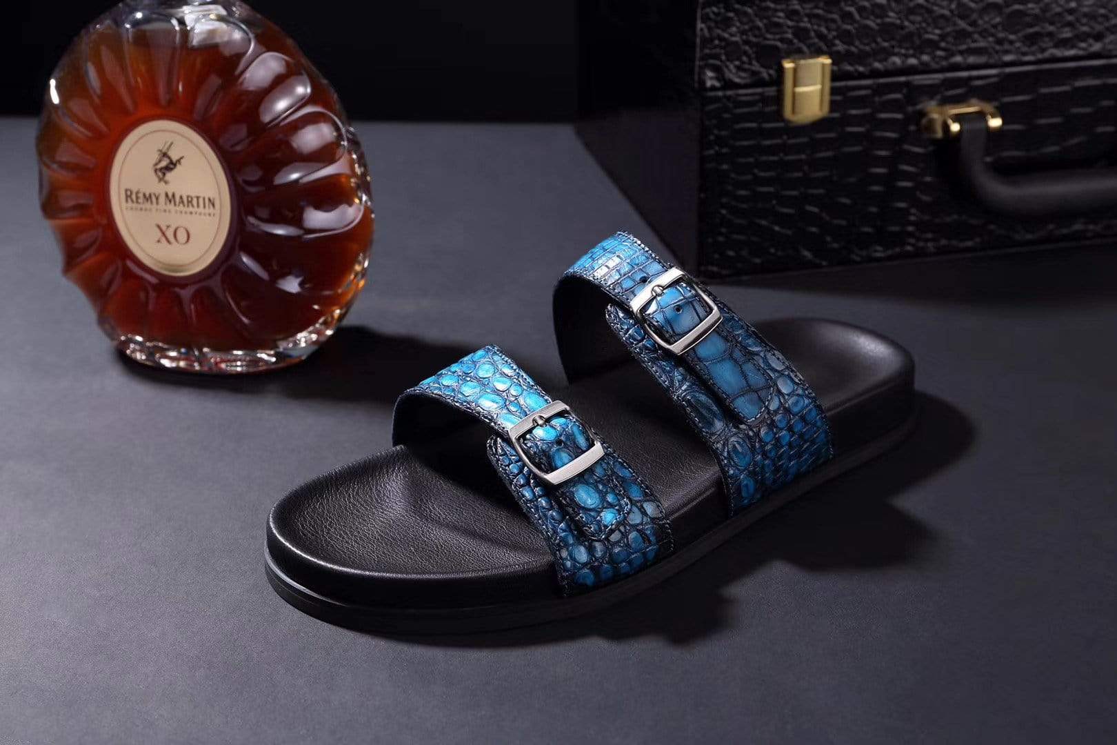 Crocodile Shoes Crocodile Leather Sandals Vintage Sky Blue