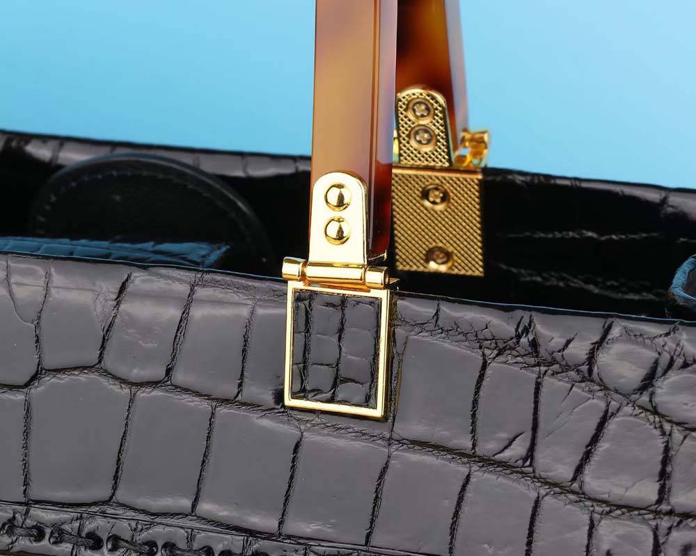 Crocodile Leather Shoppe Tote Bag Medium Black