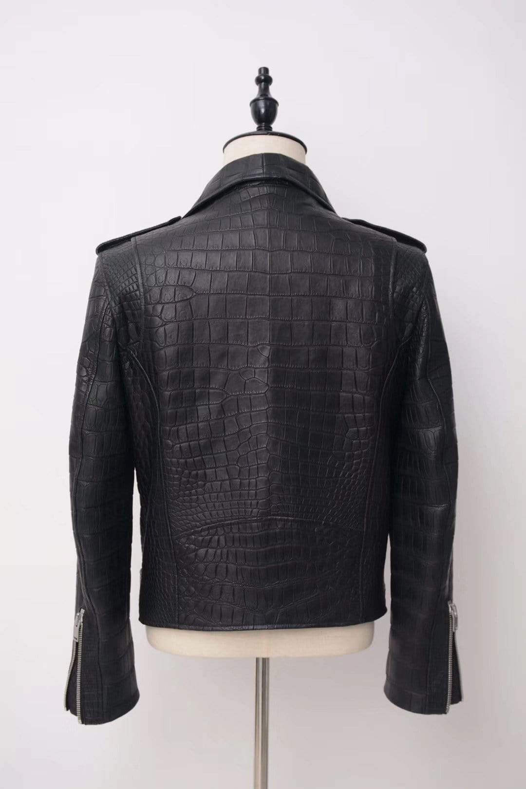 Crocodile Leather  Slim Fit Motorcycle Racer Style Leather Jacket For Men & Women