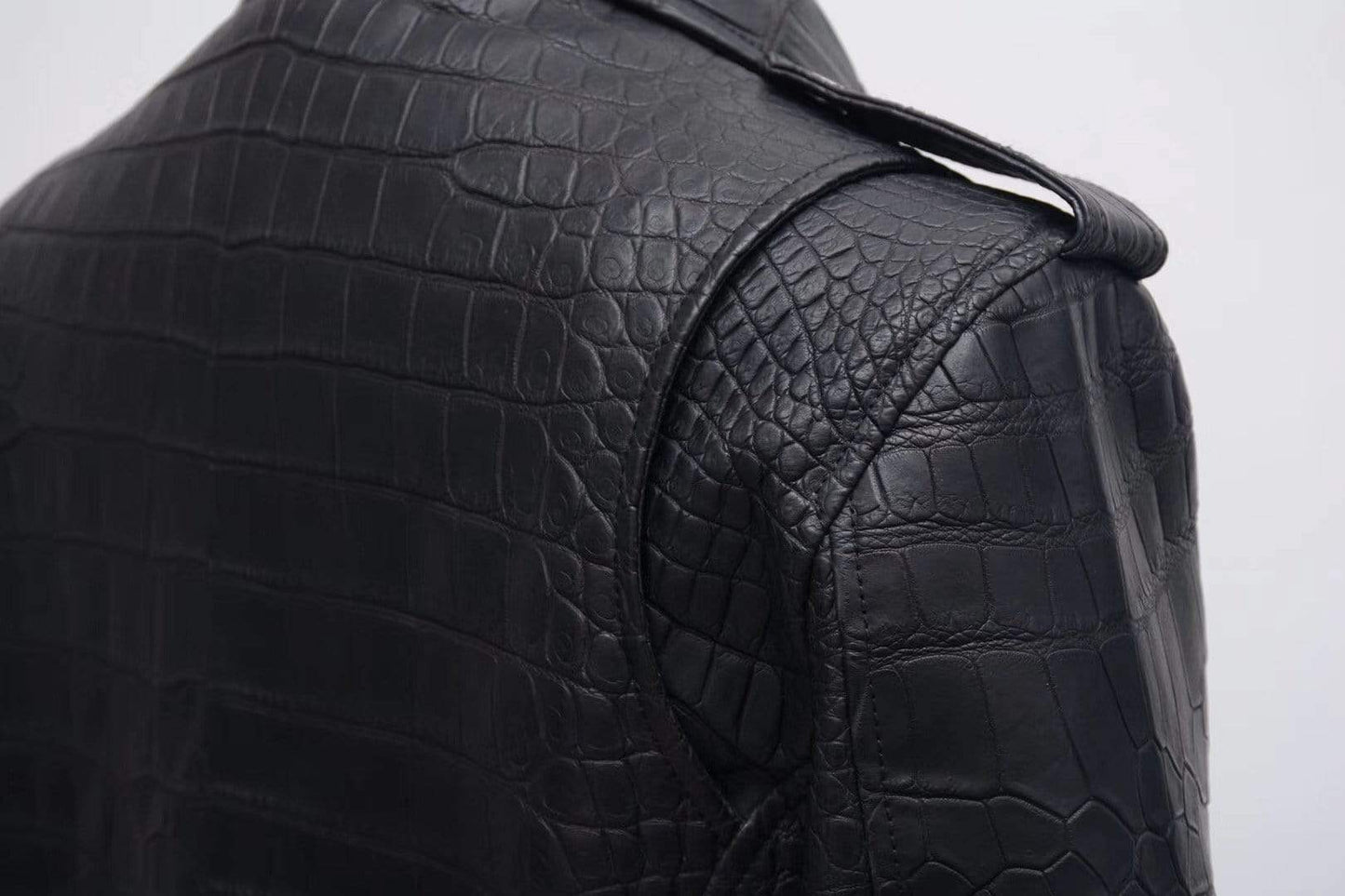 Crocodile Leather  Slim Fit Motorcycle Racer Style Leather Jacket For Men & Women