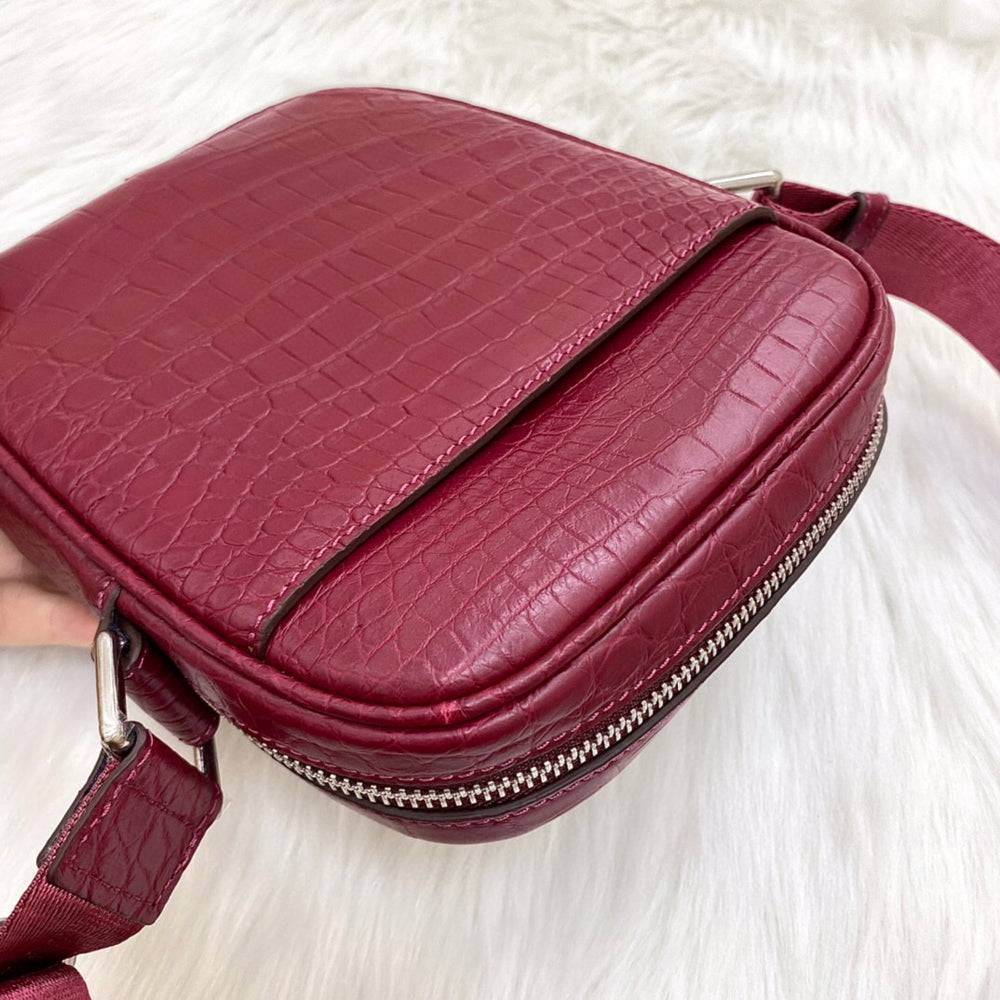 Preorder Crocodile Leather Small Crossbody Shoulder Bag White