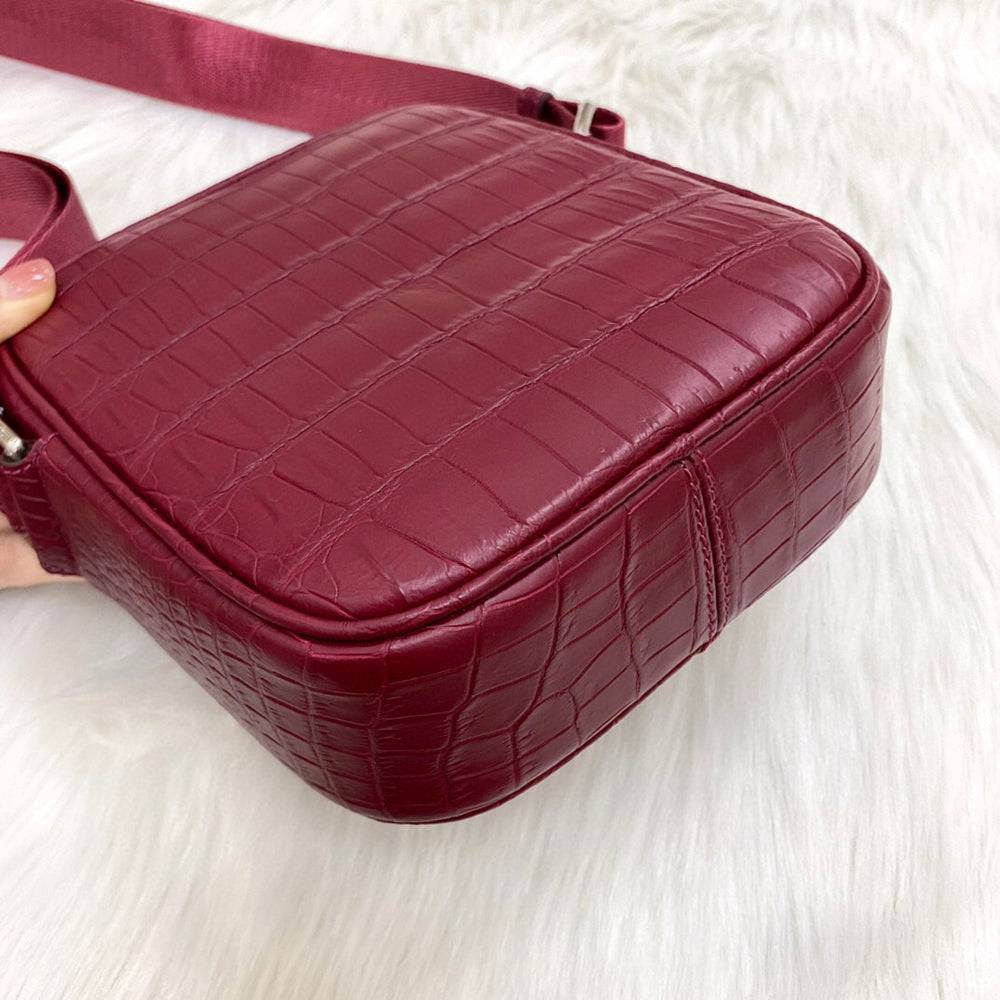Preorder Crocodile Leather Small Crossbody Shoulder Bag White