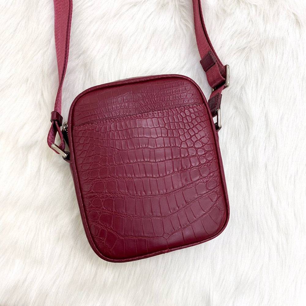 Preorder Crocodile Leather Small Crossbody Shoulder Bag White