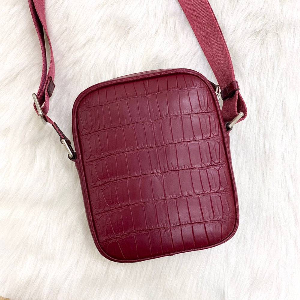 Preorder Crocodile Leather Small Crossbody Shoulder Bag White
