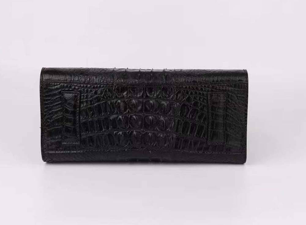Crocodile Leather Top Handle Bag Black