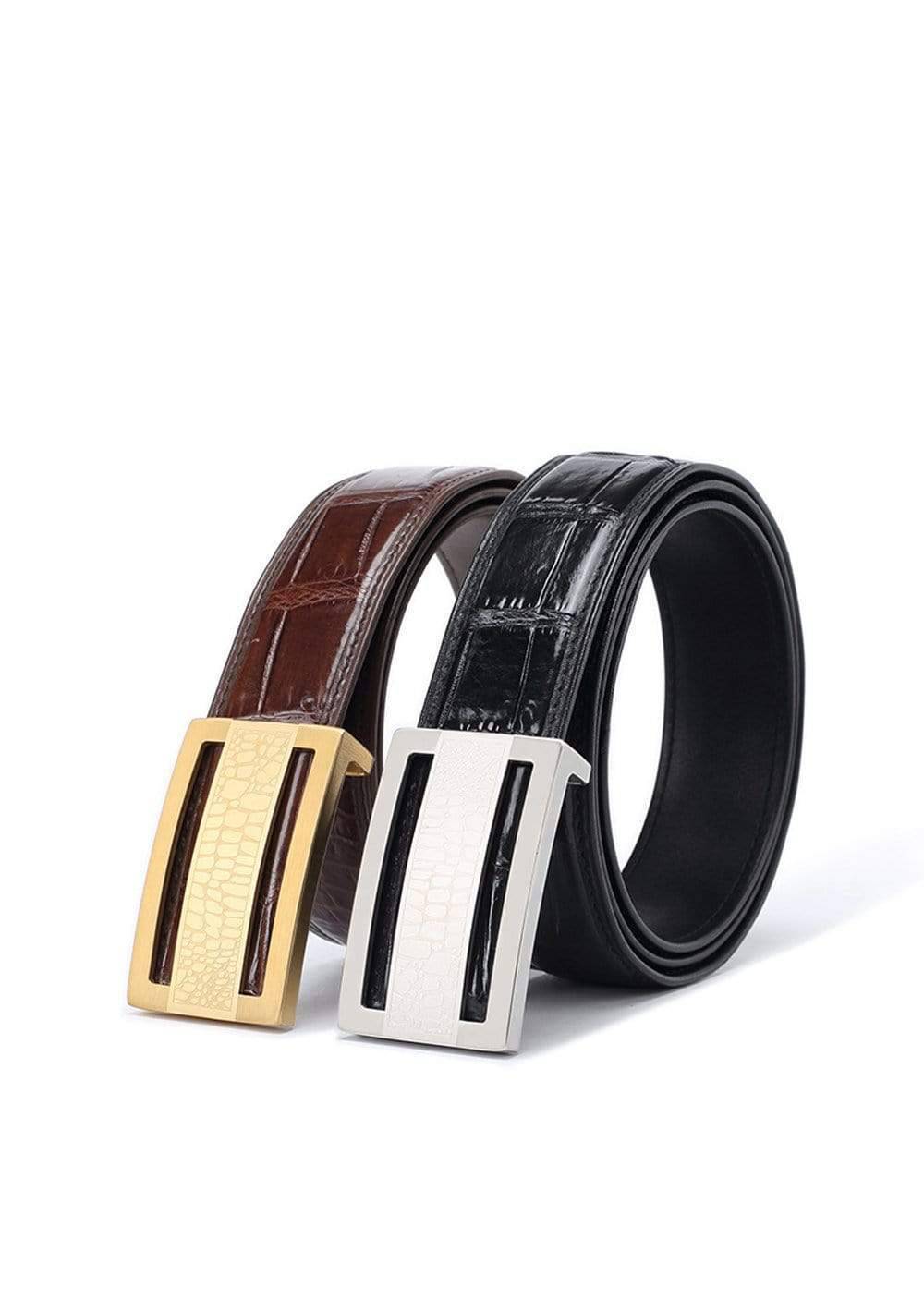 Crocodile Skin Belly Leather Belt 4220