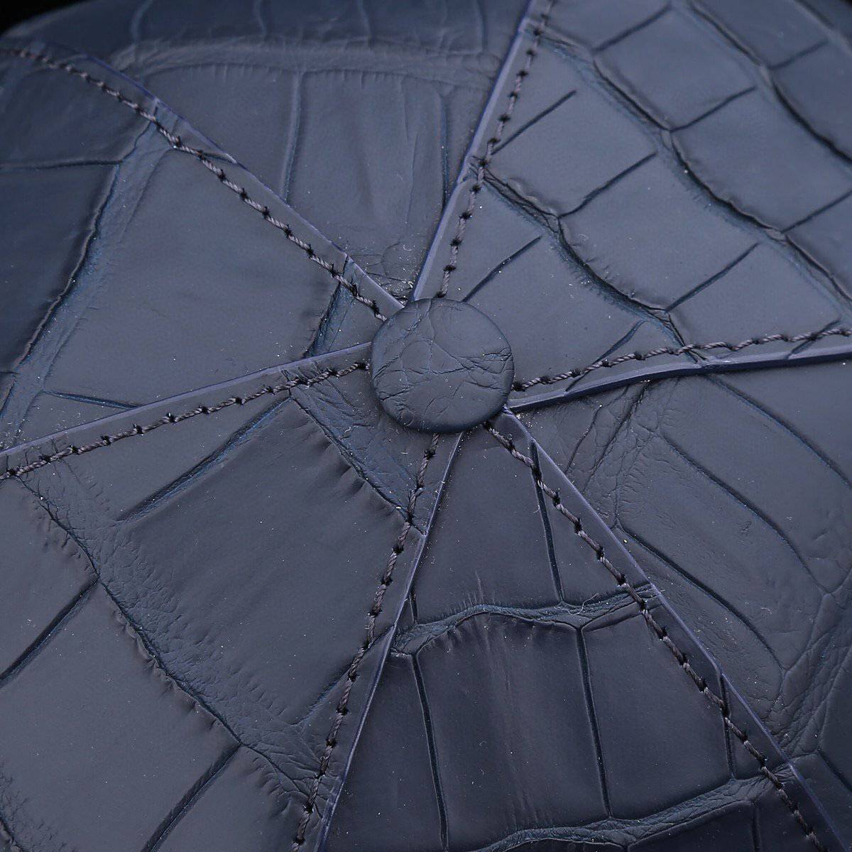 Crocodile Skin Leather Baseball Cap  Dark Blue