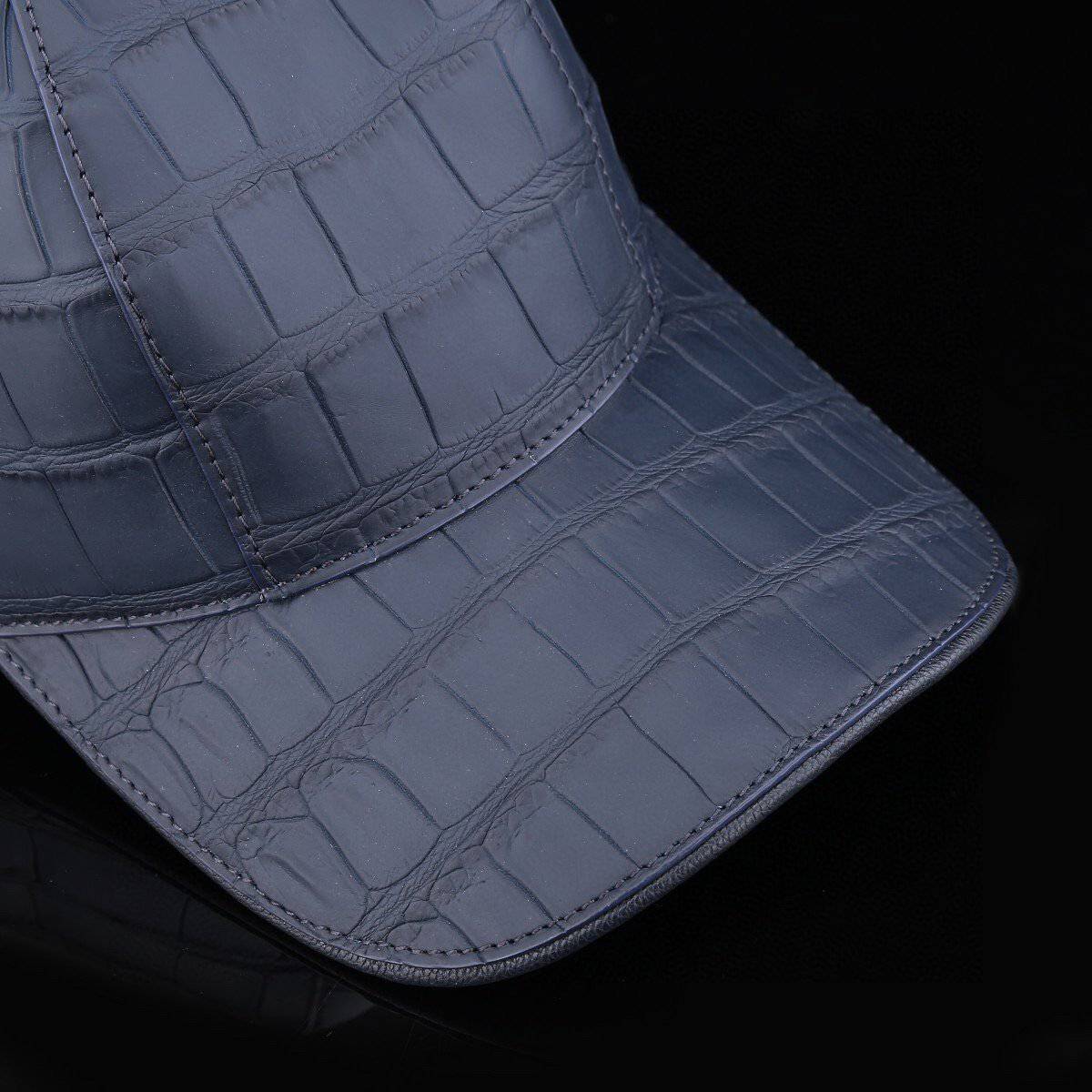 Crocodile Skin Leather Baseball Cap  Dark Blue