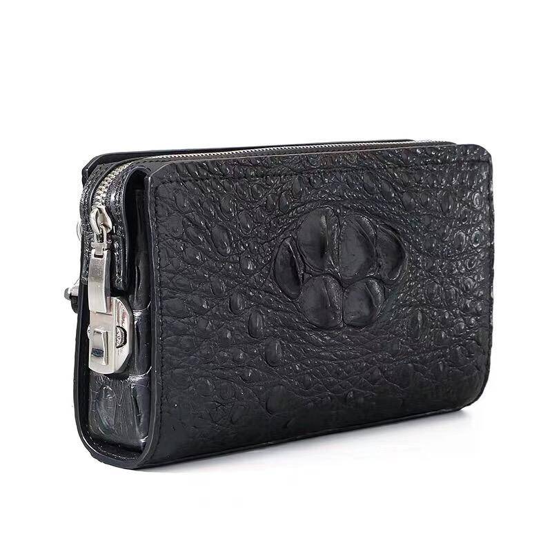 Crocodile Skin Leather Business Code Lock Wallet With Wrist Strap Credit Card Cash Clutch Bags
