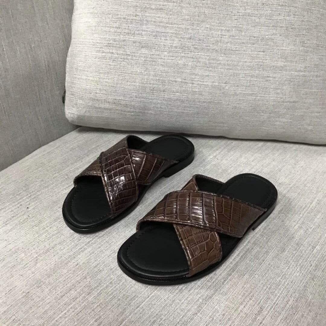 Preorder  Genuine  Crocodile Belly Leather  Mens  Slipper