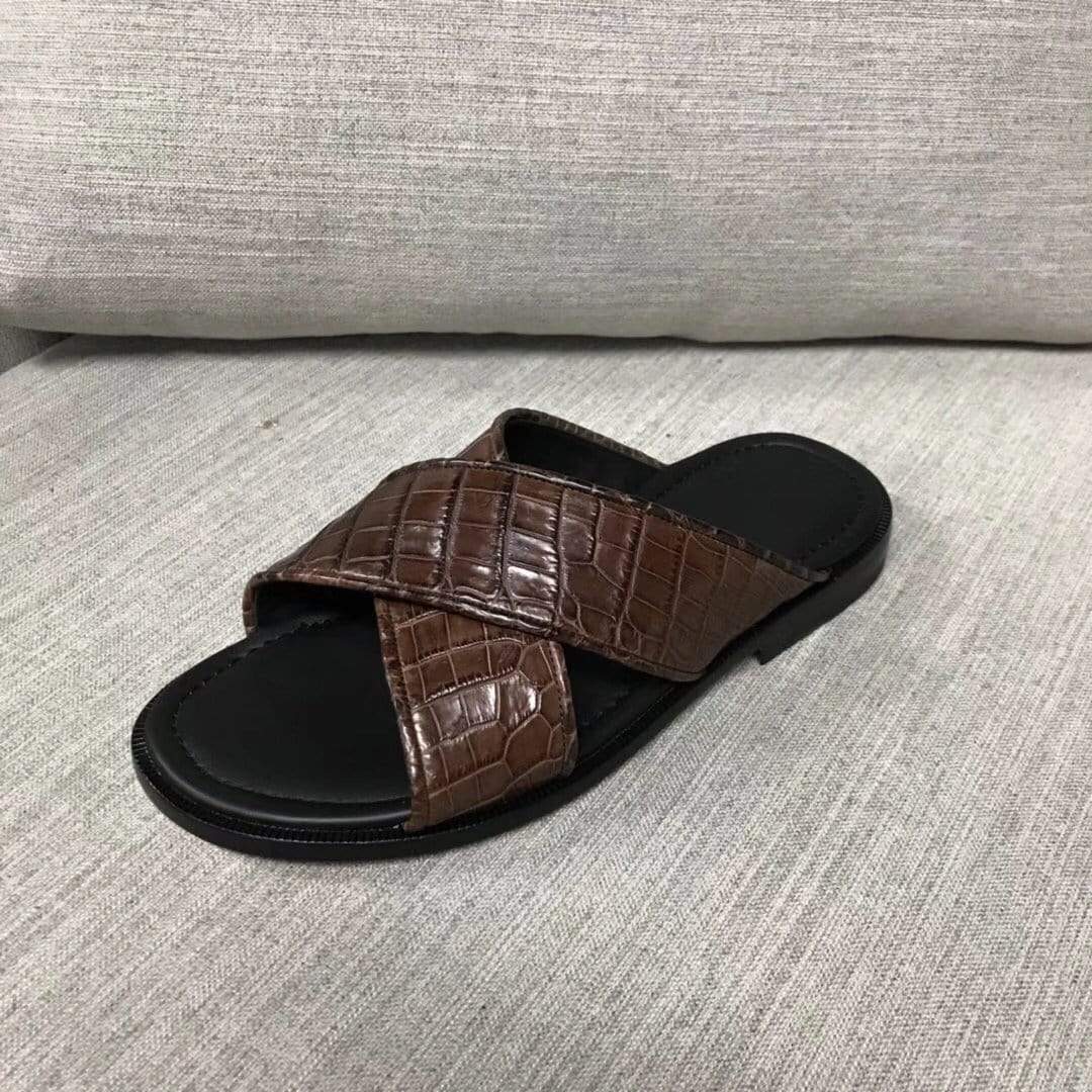 Preorder Crocodile Skin Leather Slippers,Genuine Nubuck Crocodile Belly Skin Leather Slippers
