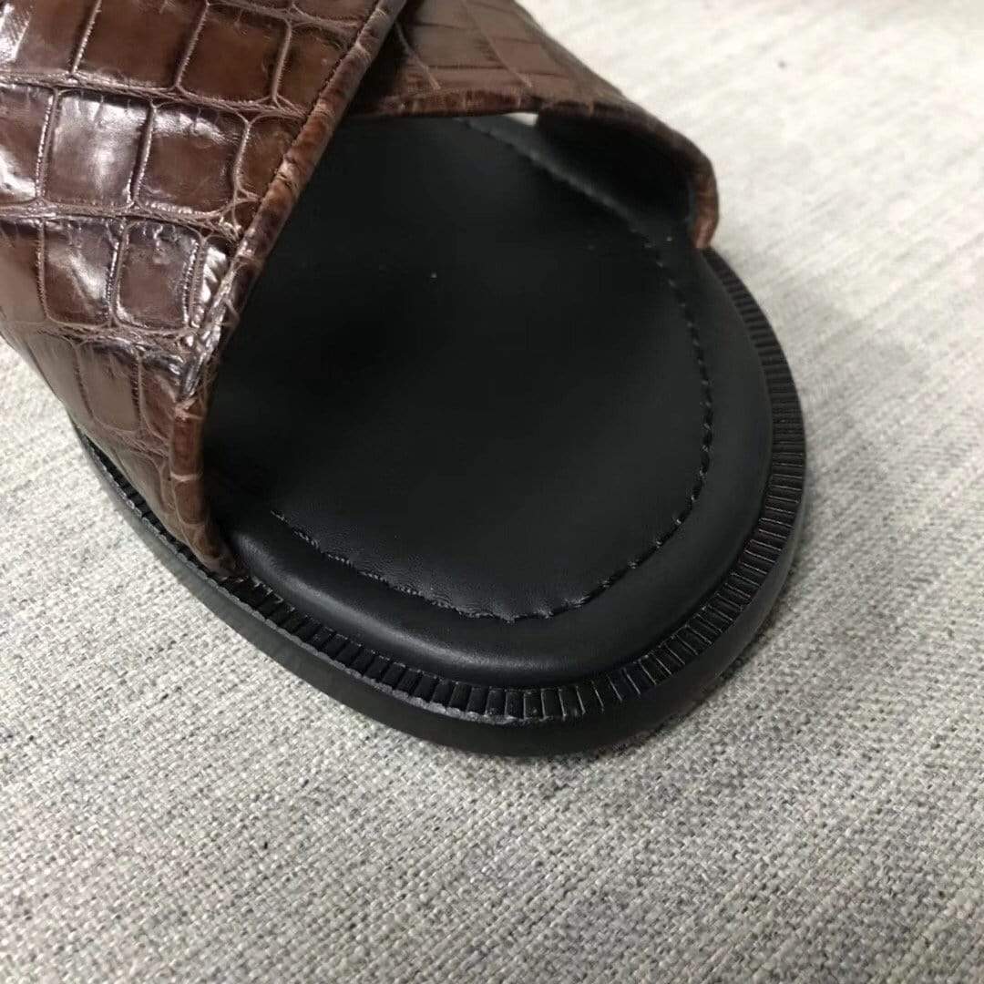 Preorder Crocodile Skin Leather Slippers,Genuine Nubuck Crocodile Belly Skin Leather Slippers