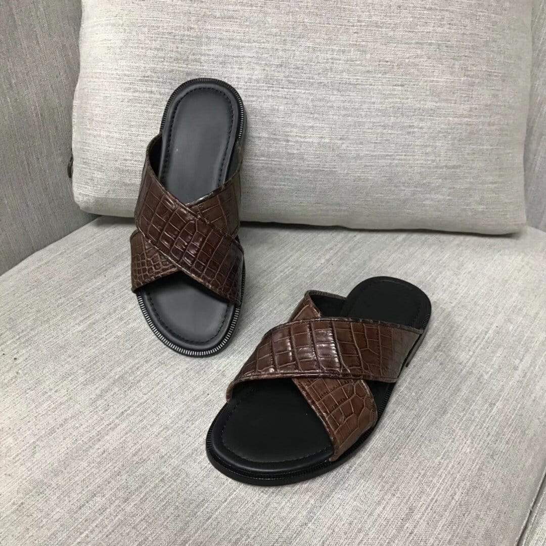 Preorder Crocodile Skin Leather Slippers,Genuine Nubuck Crocodile Belly Skin Leather Slippers