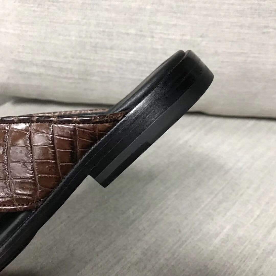 Preorder  Genuine  Crocodile Belly Leather  Mens  Slipper