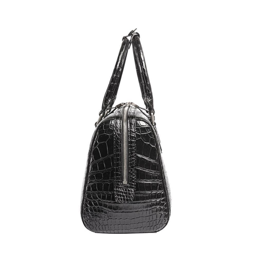 Genuine Crocodile Leather Boston Pillow Bag, Speedy Tote Bag For Women