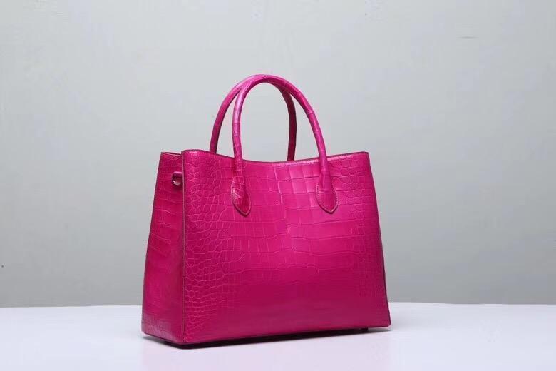 Genuine Crocodile Belly Leather Top Handle Bags For Women Peach 35cm