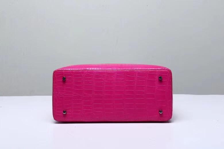 Genuine Crocodile Belly Leather Top Handle Bags For Women Peach 35cm