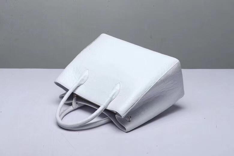 Genuine Crocodile Belly Leather Top Handle Bags For Women White 35cm